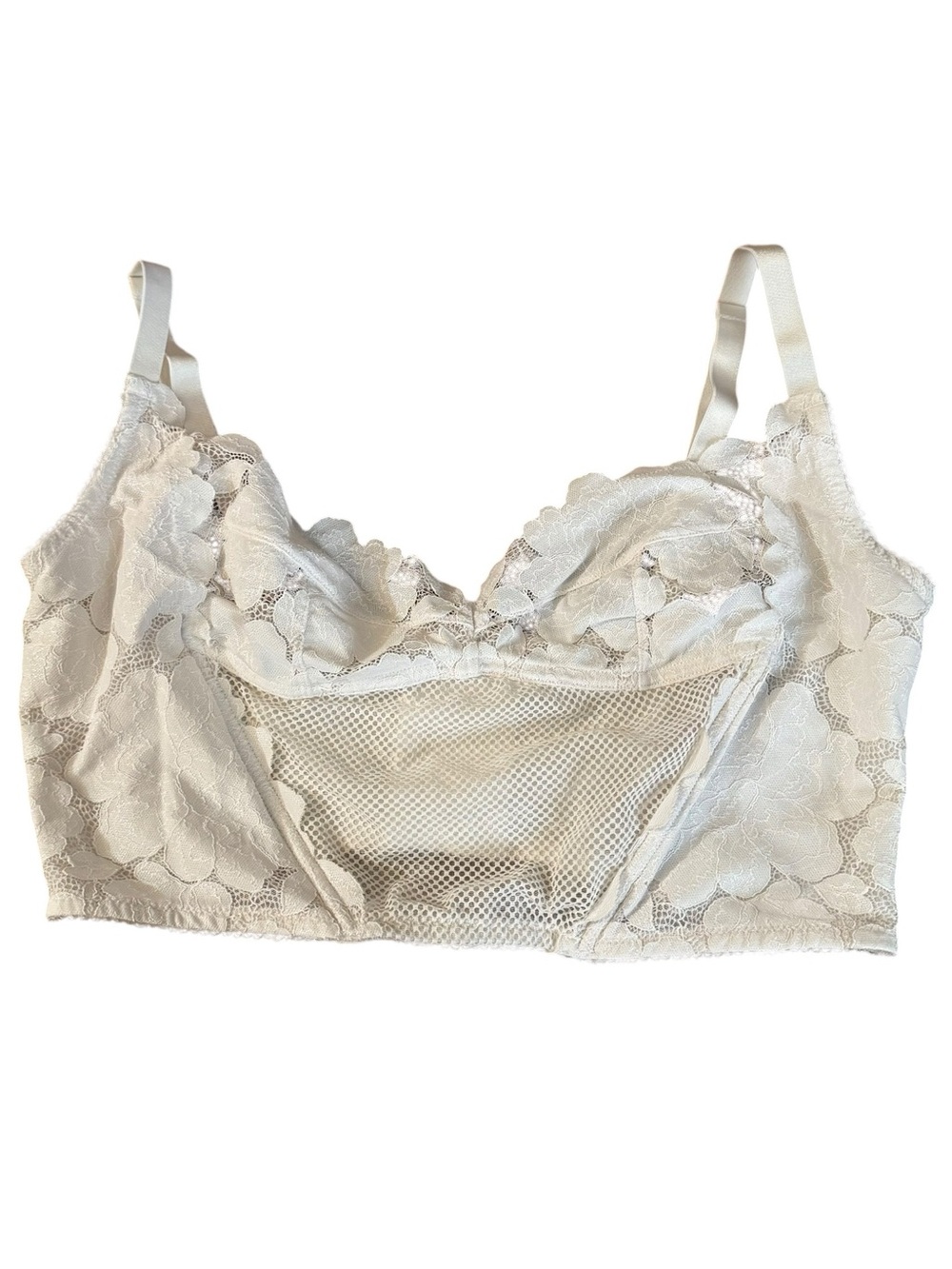Savage X Fenty Angel White Floral Glow Lace Bustier Corset Top
